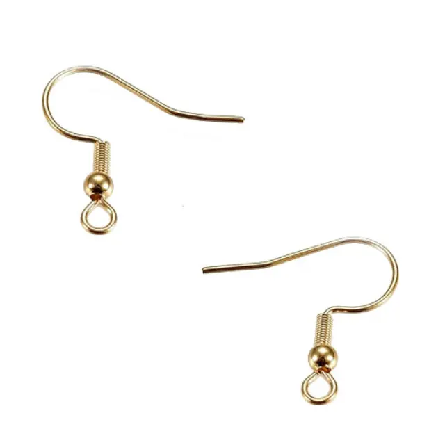 Σκουλαρίκι Hook 20mm με Μπίλια 3mm & Σπείρα Ανοξείδωτο Ατσάλι 304 Golden - 20τεμ