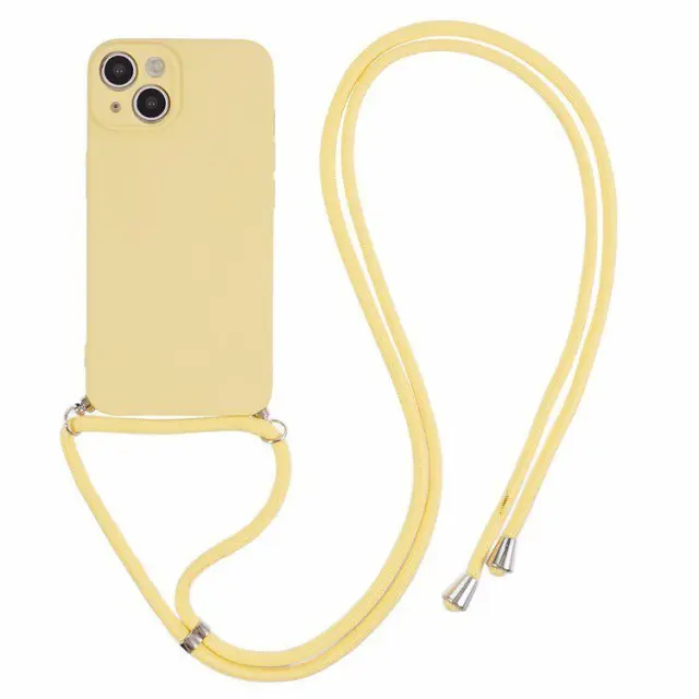Θήκη Σιλικόνης με Κορδόνι για το Λαιμό για iPhone 13- Yellow OEM