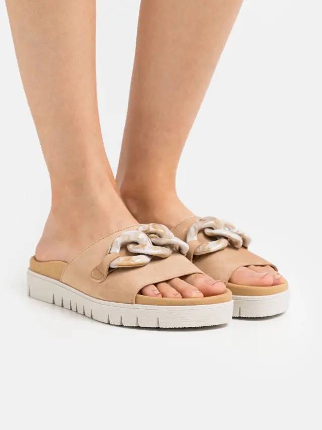 Gabor Παντόφλες Γυναικείο δέρμα Nubuck Μπεζ GAB/83743 14-CARAMEL 2