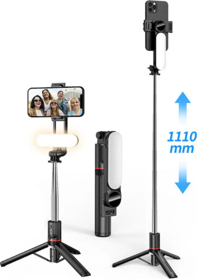 Selfie Stick με Bluetooth / Τηλεχειριστήριο Μαύρο Techsuit L15 44118907