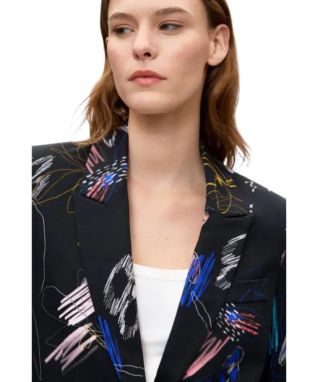 Desigual - Γυναικείο Βαμβακερό Σακάκι Μπλέιζερ Nina 26WWEW47-2000 Μαύρο/Πολύχρωμο 3