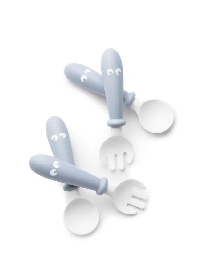BABYBJÖRN Baby Spoon + Fork, 2-pack Powder blur 7317680730671