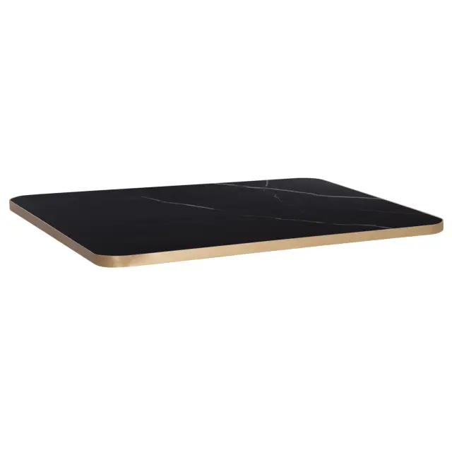 ΕΠΙΦΑΝΕΙΑ ΤΡΑΠΕΖΙΟΥ SINTERED STONE HM6656.13 BLACK MARBLE-ΠΛΑΙΣΙΟ ALU ΧΡΥΣΟ 120x80εκ.
