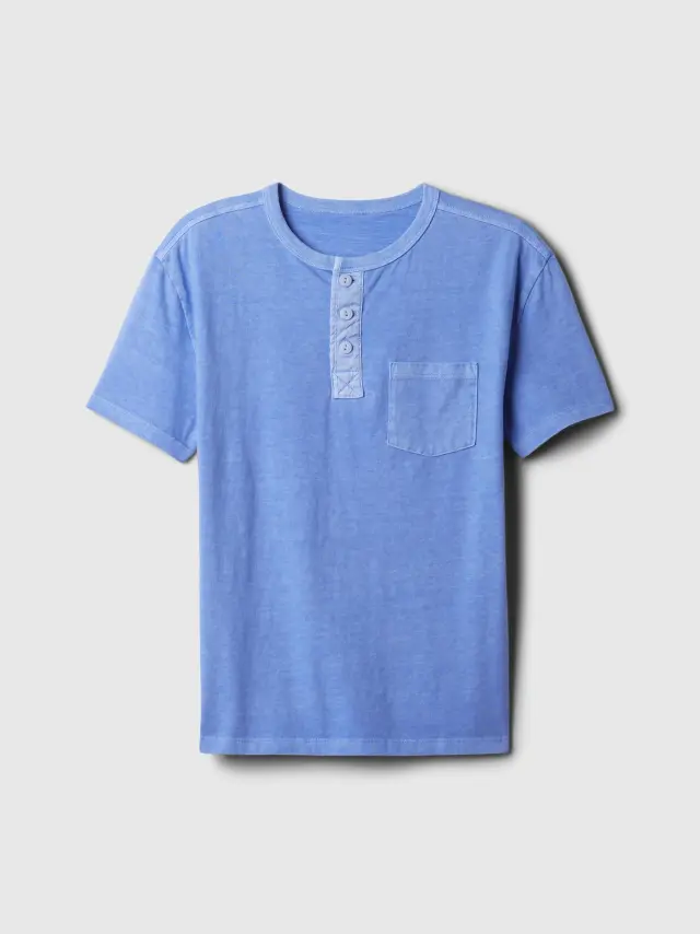 Μπλε Παιδική Vintage Henley Μπλούζα cabana blue - XXL