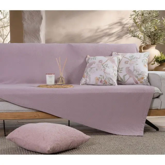 ΡΙΧΤΑΡΙ ΤΡΙΘΕΣΙΟΥ ΚΑΝΑΠΕ BETTY 26 180Χ300 NEF-NEF HOMEWARE, 100% BAMBAKI - LILAC (039671)