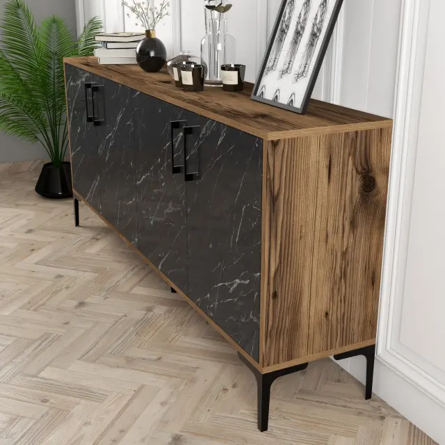 ΜΠΟΥΦΕΣ ΜΕΛΑΜΙΝΗΣ FB99428.03 ΚΑΡΥΔΙ ΚΑΙ ΟΨΗ ΜΑΥΡΟ ΜΑΡΜΑΡΟ 180x35x78Υεκ. 3