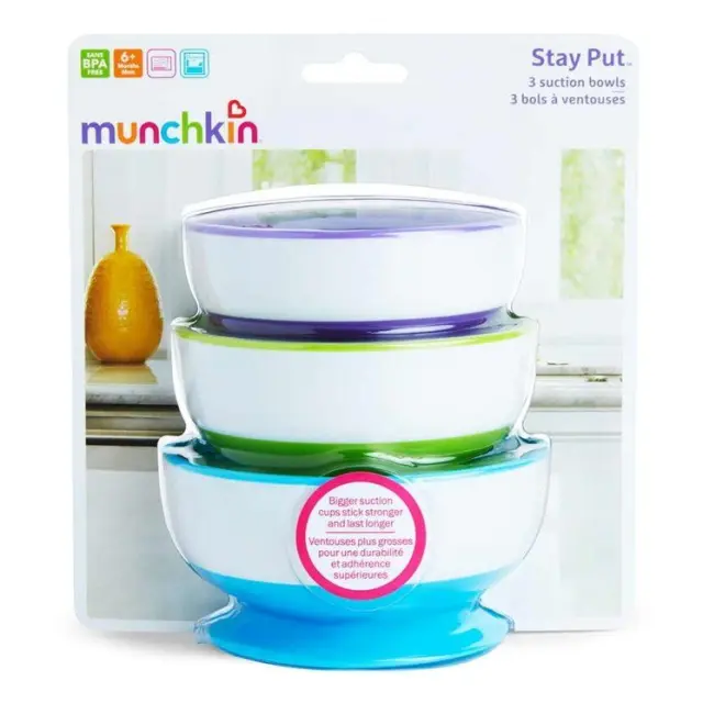 Munchkin Stay Put Bowls Μπολ Με Βεντούζα 3 τμχ (1107502)