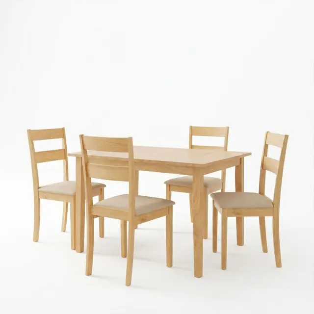 Τραπεζαρία Dallan Country pakoworld 5τεμ σε φυσική απόχρωση rubberwood 120-150x80x74εκ 2