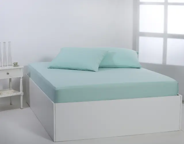 Βαμβακερό σεντόνι essentials (165cm x 200cm + 35cm) misty jade - -