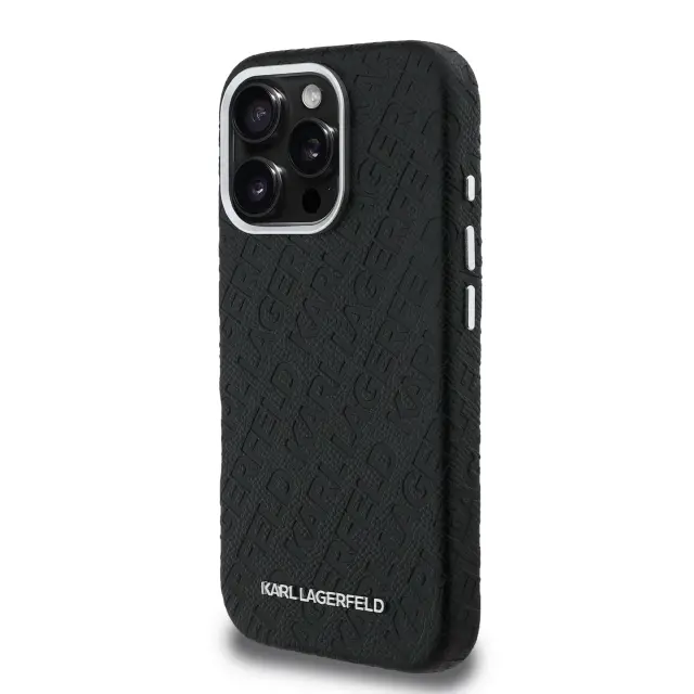 Karl Lagerfeld Grained PU Repeated Logo MagSafe Case for iPhone 16 Pro Max Black 2