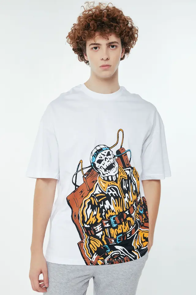T-Shirt Βαμβακερό Skeleton Λευκό