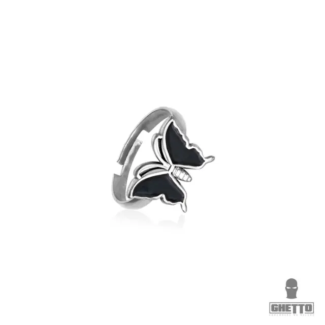 Ghetto Butterfly Shaped Adjustable Ring Black