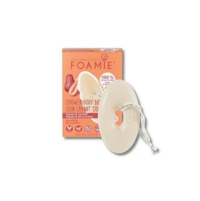 Foamie Papaya and Oat Milk Shower Body Bar Ενυδατικό Αφρόλουτρο σε Μορφή Μπάρας, 80gr