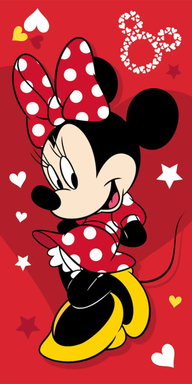 Disney Minnie Pretty Κόκκινη πετσέτα μπάνιου, πετσέτα θαλάσσης 70x140 cm Βαμβακερή Κόκκινο