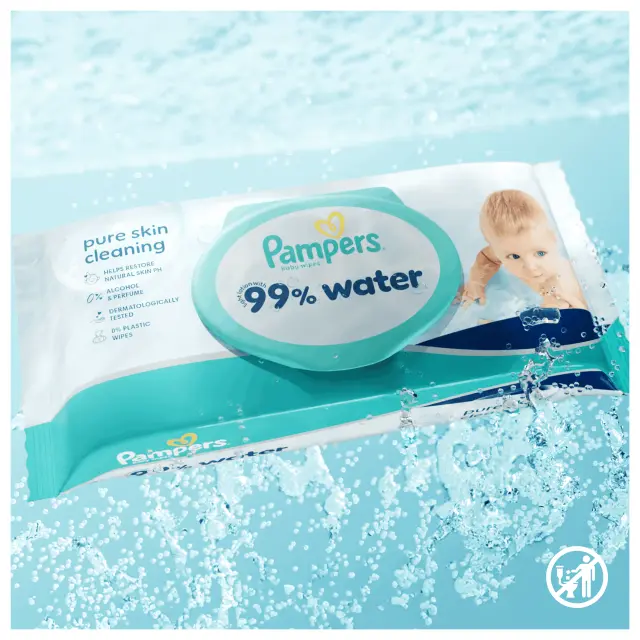 Pampers Promo Pack Baby Wipes 99% Water, Πακέτο Βρεφικά Μωρομάντηλα με σύνθεση 99% Νερό 12x60τμχ 2