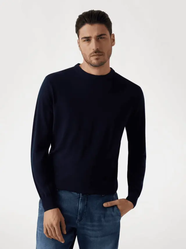 Guess - Ανδρικό Πουλόβερ Regular Fit M5RR36Z3LZ0-G7V2 Μπλε Σκούρο - M
