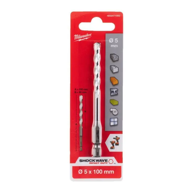 Τρυπάνι Πολλαπλών Υλικών Φ5x100mm MILWAUKEE SHOCKWAVE IMPACT DUTY 3