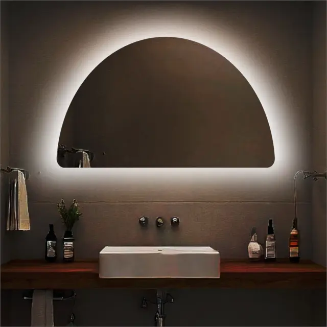 Stewehome Καθρέφτης LED Τοίχου Ημικυκλικό Σχήμα 60x100 cm 3