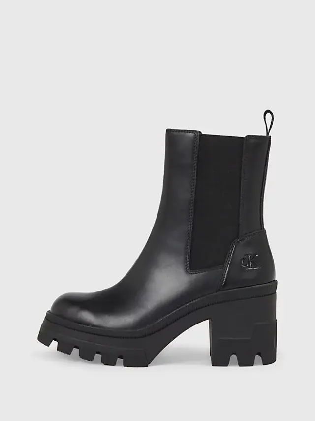 Calvin Klein - Γυναικεία Μποτάκια Chunky Heeled Chelsea Boot Lth YW0YW01112-0GT Μαύρα - 40 2