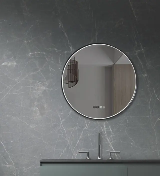 ΚΑΘΡΕΦΤΗΣ ΜΠΑΝΙΟΥ LED ΑΦΗΣ MIRRORLUX CALLISTO S-4678B ΣΤΡΟΓΓΥΛΟΣ Φ-800MM ΜΑΥΡΟΣ