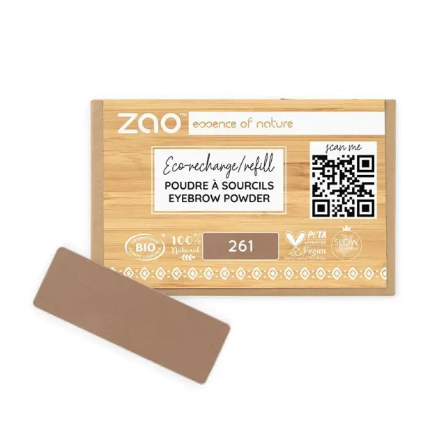 Zao Organic Eyebrow Powder Refill – Βιολογική σκιά φρυδιών (Ανταλλακτικό) - 261 Ash Blond-Eyebrow Powder