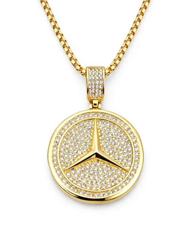 Ghetto Jewelry Benz Stainless Steel 18k Gold Pendant Hip Hop