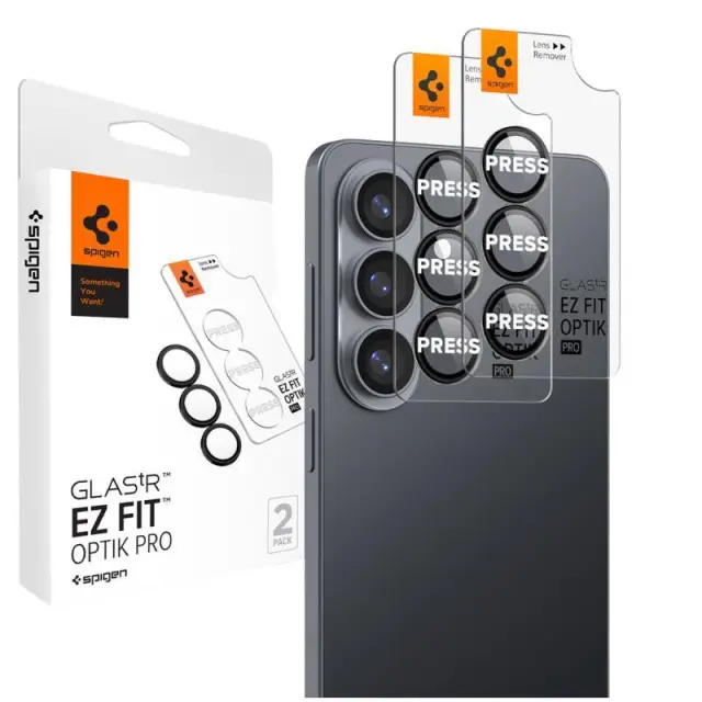 Tempered Glass Rings Spigen για Τζαμάκι Κάμερας Samsung Galaxy S26 5G Optik.tR EZ-FIT Μαύρο (2 τεμ.) N70856