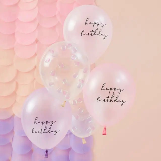 Μπαλόνια HB με Κομφετί/ Pearlized Pink & Shell Confetti Balloon / 5τεμ.