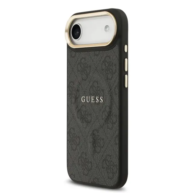 Guess PU Leather 4G Gold Frame MagSafe Case for iPhone Air Black 2
