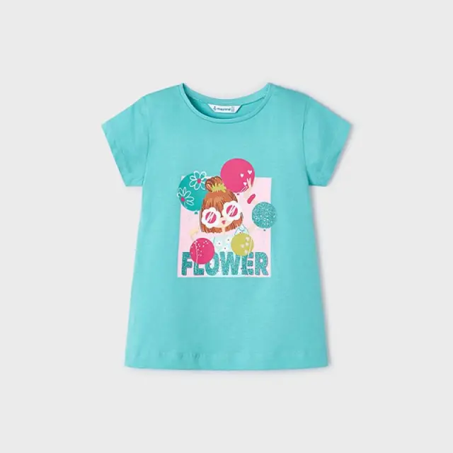 Mini 2 έως 10 ετών Μπλούζα σταμπωτή Better Cotton πετρόλ - 7Ε