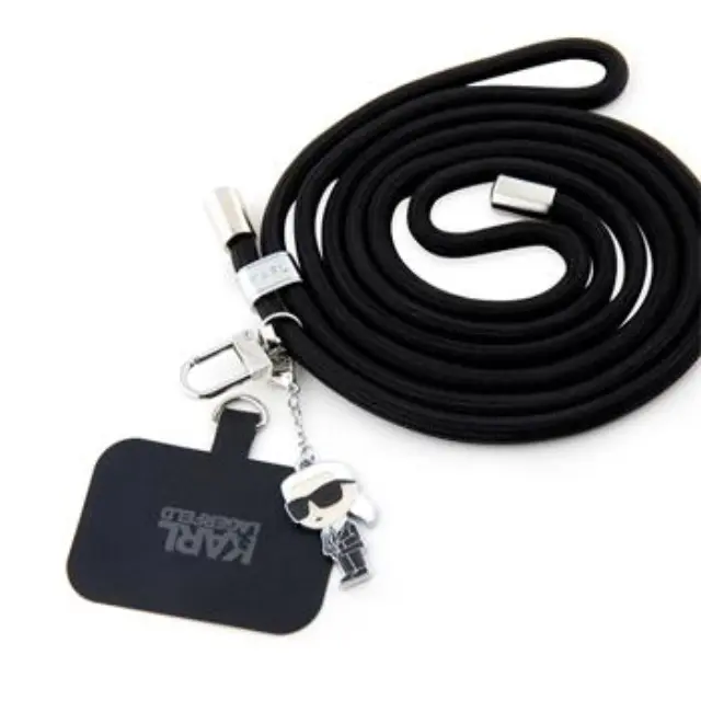 Karl Lagerfeld Universal Crossbody Strap Cord and Ikonik Pins Black