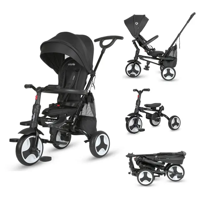 Coccolle Spectra Plus Premium Line Αναδιπλούμενο Τρίκυκλο Ποδήλατο Jet Black 10+ Μηνών
