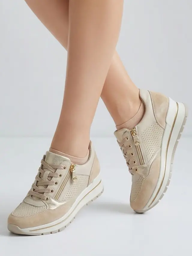 Imac Sneakers Γυναικείο δέρμα/δέρμα Nubuck Μπεζ IMA/107130 AVORIO 2