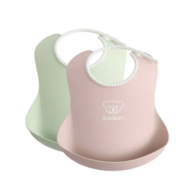 BABYBJÖRN Small Baby Bib, 2-pack Powder Green/Powder Pink 7317680463432
