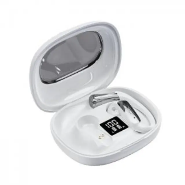 Bluetooth ακουστικά handsfree με θήκη φόρτισης και LED οθόνη, σε λευκό χρώμα 2