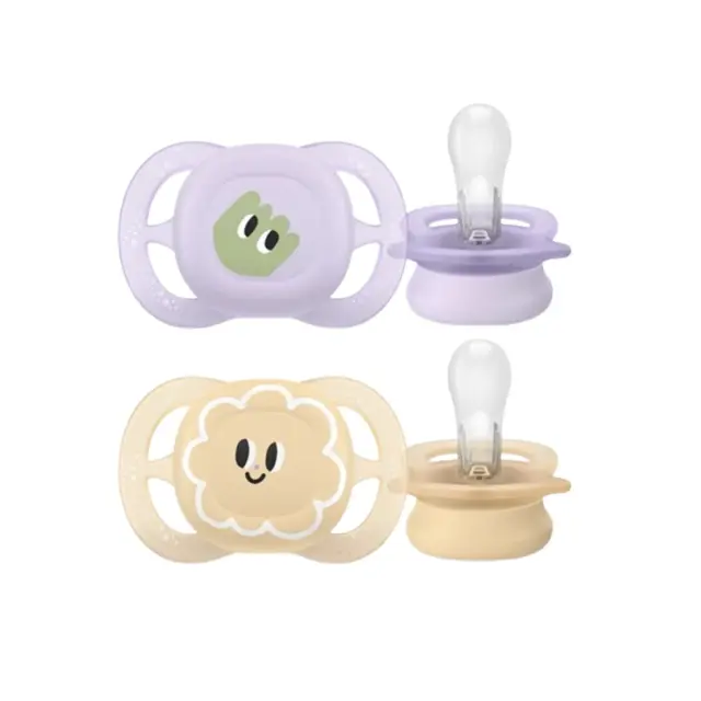 Philips Avent Πιπίλα Ultra Start Μωβ/Πορτοκαλί Με Σχέδιο 0-2 μηνών 2τμχ