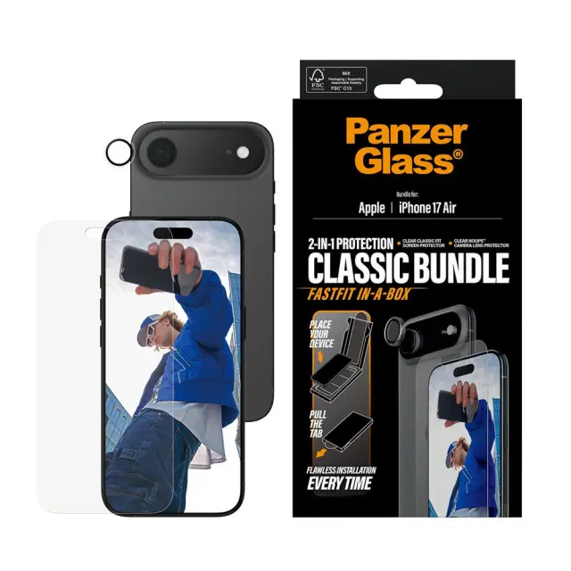 PanzerGlass - 2-in-1 Classic Bundle - iPhone Air - w. FASTFIT IN-A-BOX - Electronics