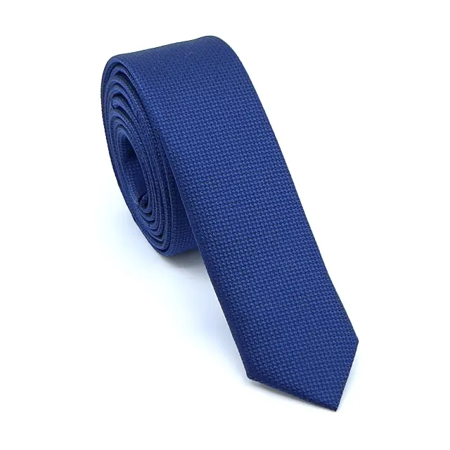 Μπλε Royal Oxford Γραβάτα Slim 4,5 cm Σετ με Μαντηλάκι 3