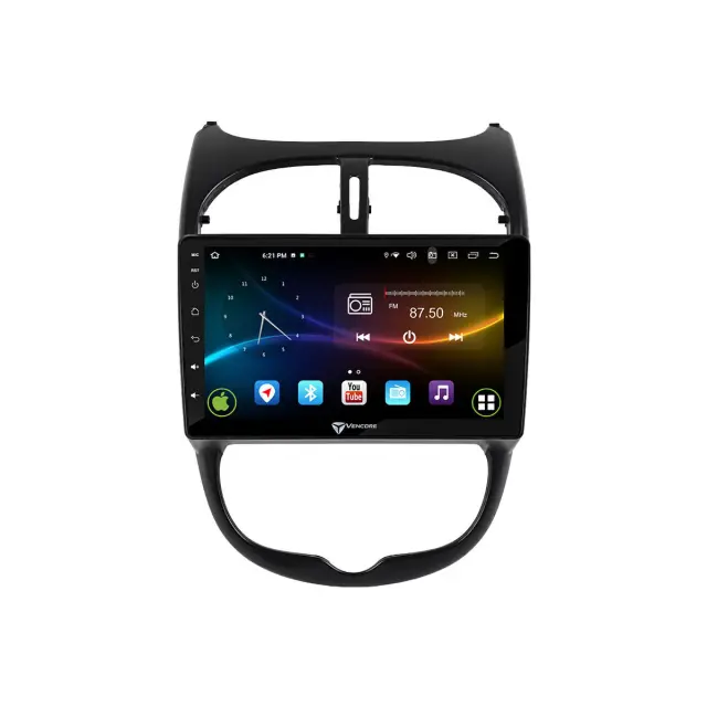 VenCore Οθόνη Multimedia Android 15 9" 9109A MTK6762 Octa-Core 2GB/32GB IPS με Πρόσοψη, CarPlay, Android Auto και Υποστήριξη Κάμερας Οπισθοπορείας AHD για Peugeot 206 1998-2006 – Μαύρη (3236-10007-0540B) 2