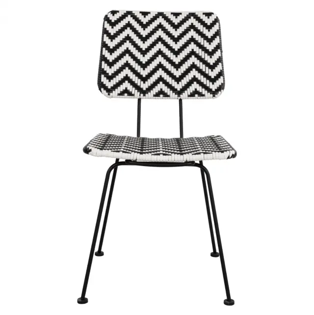 ΚΑΡΕΚΛΑ ΜΕΤΑΛΛΙΚΗ FB95693 ΜΕ WICKER ΜΑΥΡΟ ΛΕΥΚΟ 46x56x88Υ εκ. 3