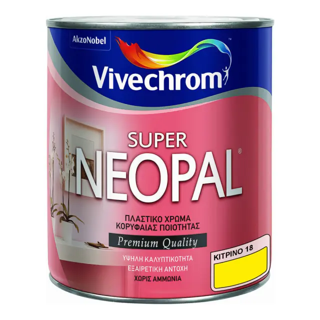 Πλαστικό Χρώμα για Εσωτερική Χρήση 750ml Vivechrom Super Neopal Νο18 Κίτρινο