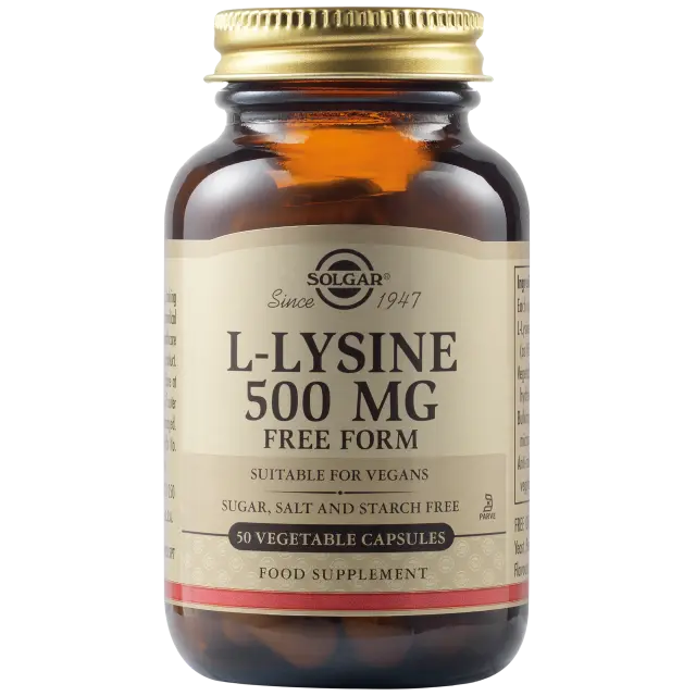 Solgar L-Lysine 500mg Λυσίνη Συμπλήρωμα Διατροφής, 50vcaps