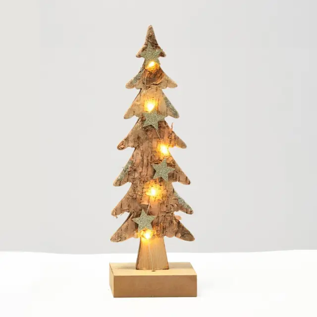 AcaLight Offer ΧΡΙΣΤΟΥΓΕΝΝΙΑΤΙΚΟ ΔΙΑΚΟΣΜΗΤΙΚΟ ΞΥΛΙΝΟ ΔΕΝΤΡΟ ΜΙΚΡΟ ΚΑΦΕ 5 LED ΘΕΡΜΟ ΛΕΥΚΟ ΜΕ ΜΠΑΤΑΤΑΡΙΕΣ 2ΧΑΑA IP20 95x60x310mm