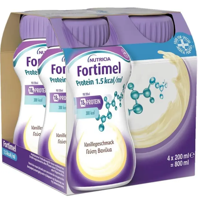 Nutricia Fortimel 1.5 kcal Vanilla, Συμπλήρωμα Διατροφής Υψηλής Ενέργειας με Γεύση Βανίλια 4x200ml