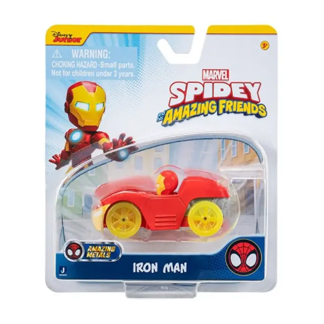 SPIDEY AND HIS AMAZING FRIENDS 7.5 cm METAL VEHICLE WITH FIGURE W1 - IRON MAN