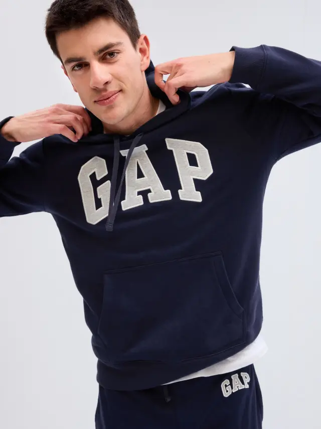 Μπλε Gap Logo Φούτερ με Κουκούλα tapestry navy
