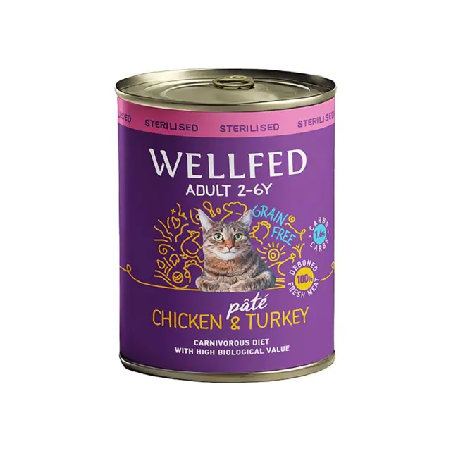 Wellfed Cat Adult Sterilised Πατέ Με Κοτόπουλο & Γαλοπούλα 800gr Μονόχρωμο
