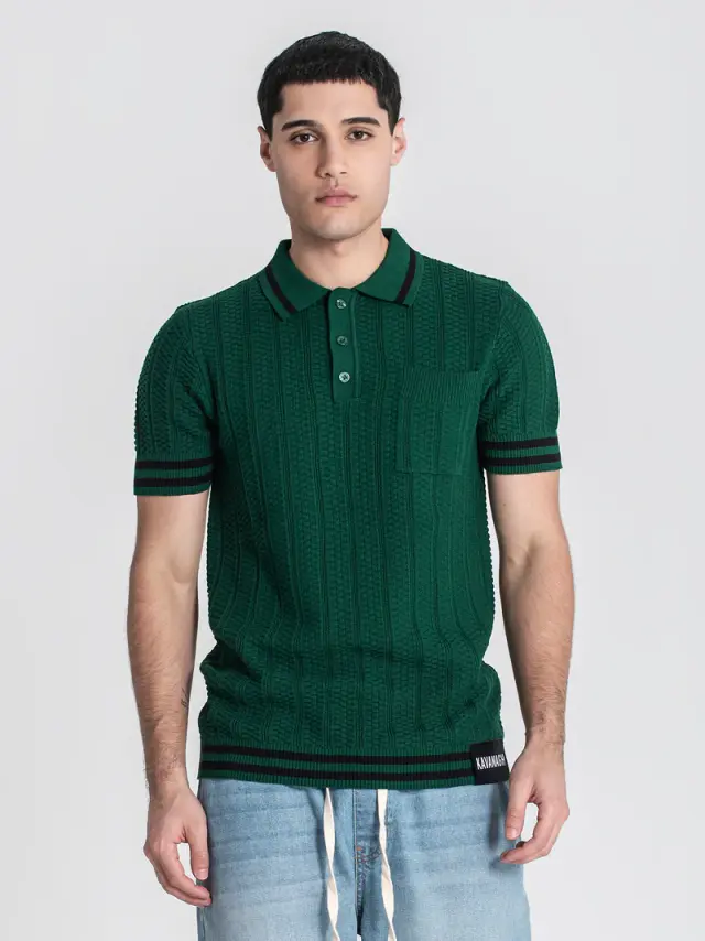 Gianni Kavanagh Ανδρικό LABEL Πλεκτό Polo Shirt – Green - M