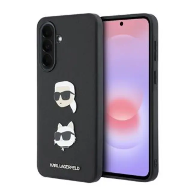 Karl Lagerfeld Liquid Silicone Metal Karl and Choupette Case for Samsung Galaxy A37 Black
