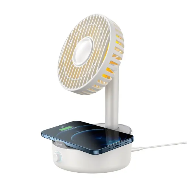 Επιτραπέζιος ασύρματος φορτιστής Baseus Hermit 10W με ταλαντευόμενο ανεμιστήρα (λευκό) 2
